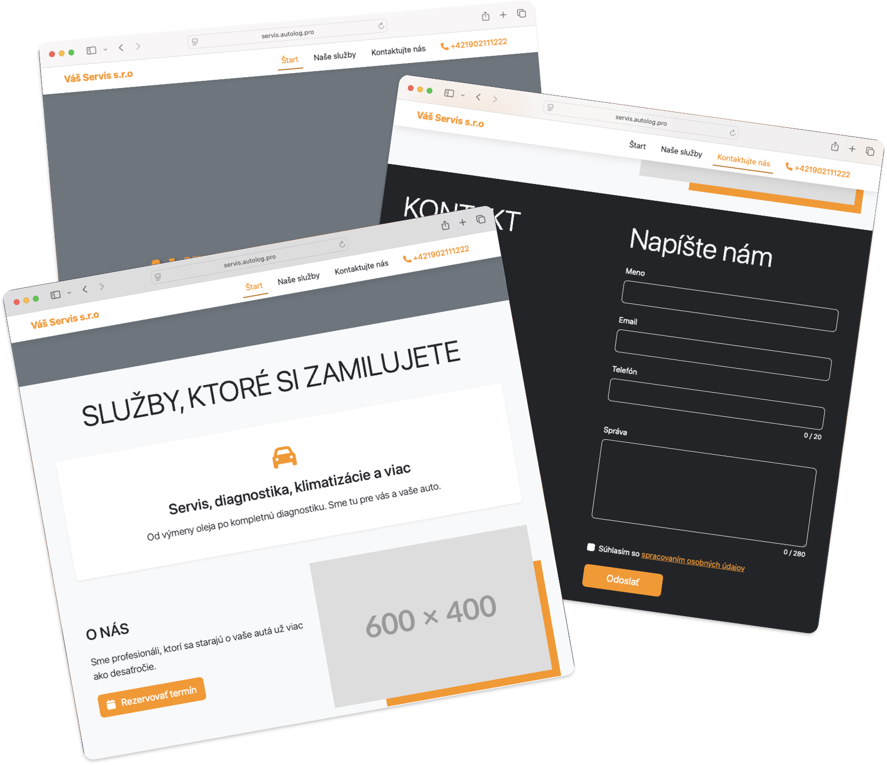 Example of a website created with Autolog